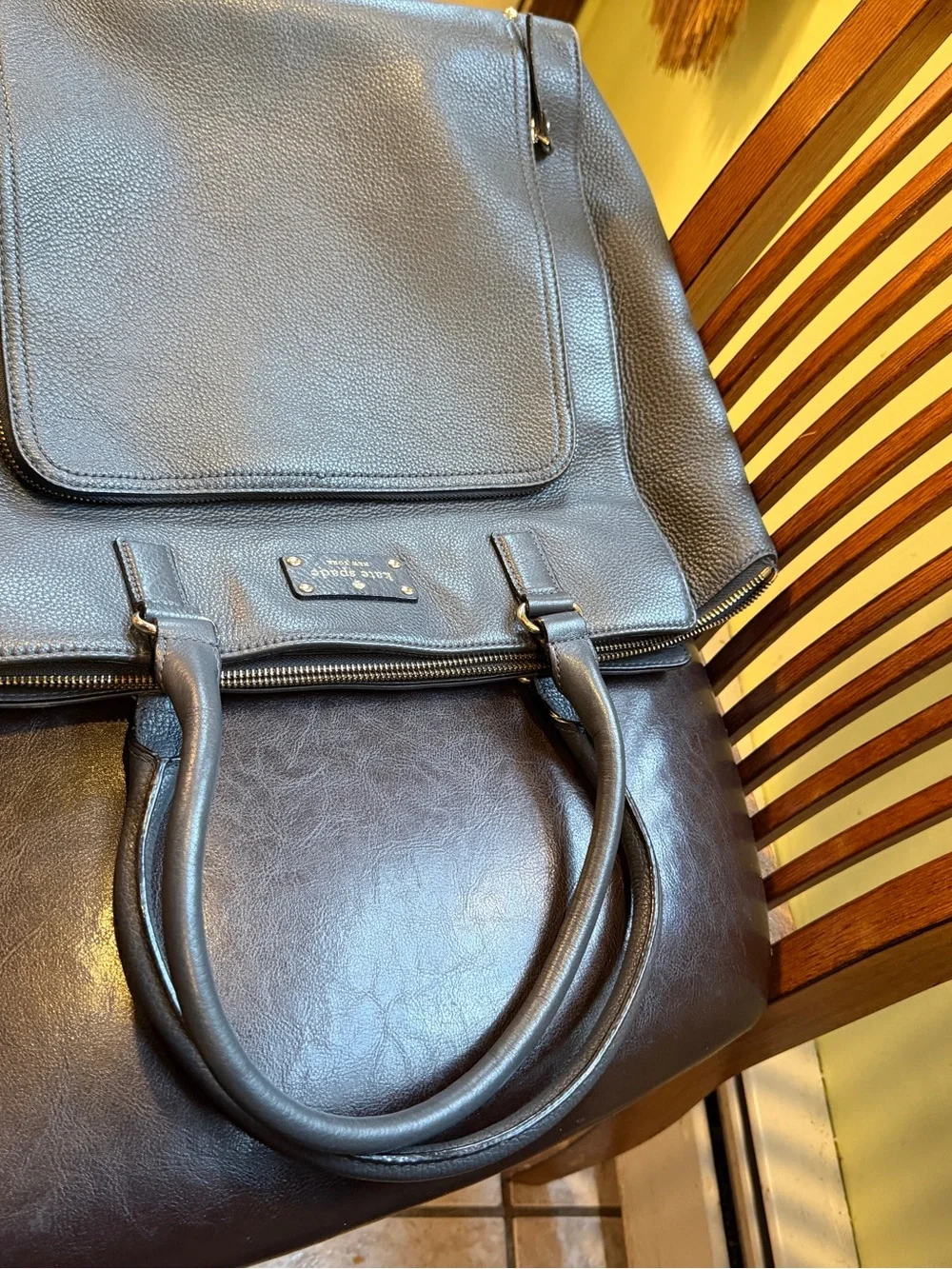 kate spade Pebbled Leather Tote in Black